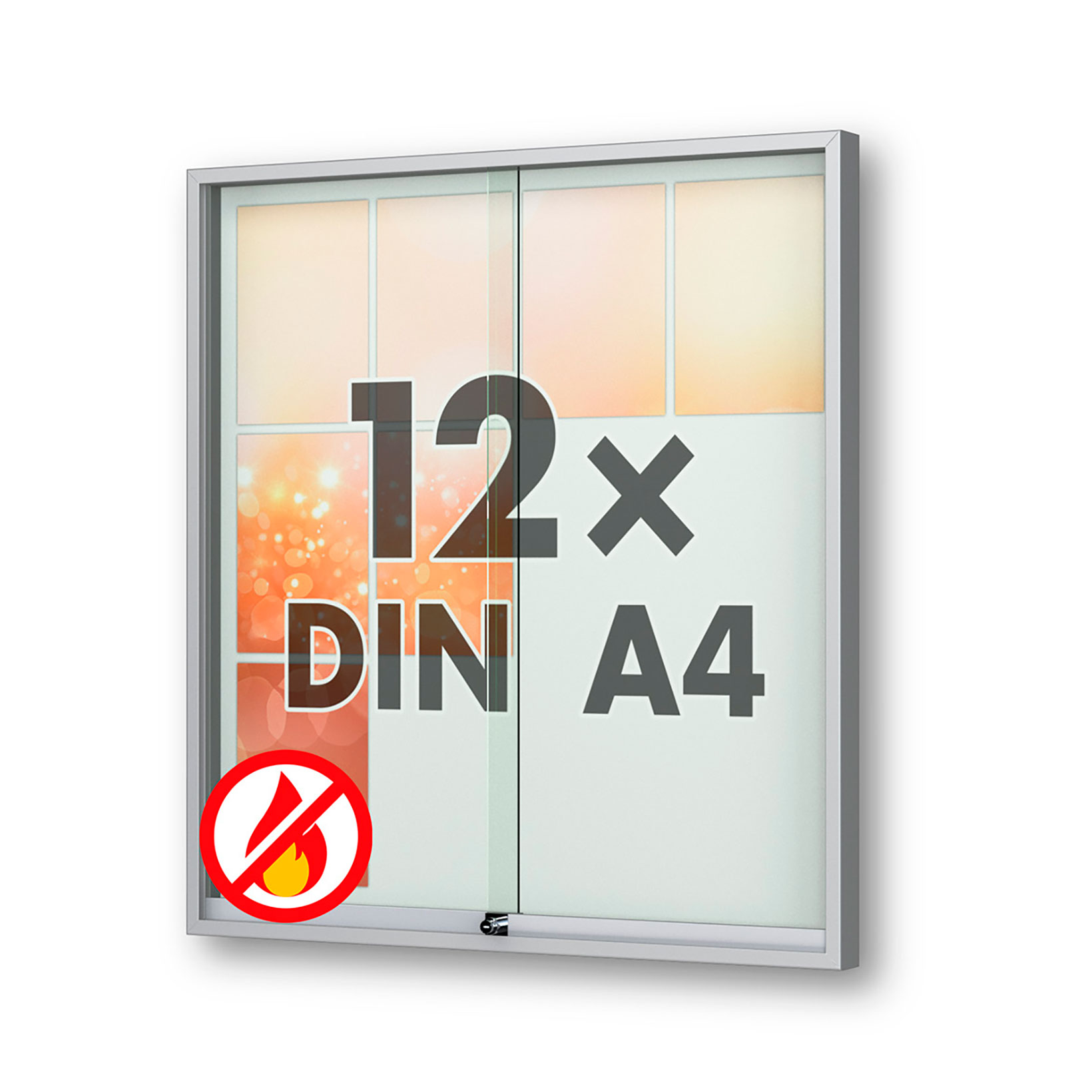 12 x DIN A4 Schaukasten Fortis mit Schiebetüren - 60 mm Bautiefe